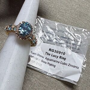 🩵New🩵 Bomb Party March 2026 Birthday Aquamarine Cubic Zirconia Gold Plated Ring